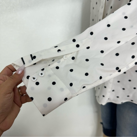 Talbots no iron polka dot button down blouse long sleeve shirt worms. Size 12 - Picture 5 of 16